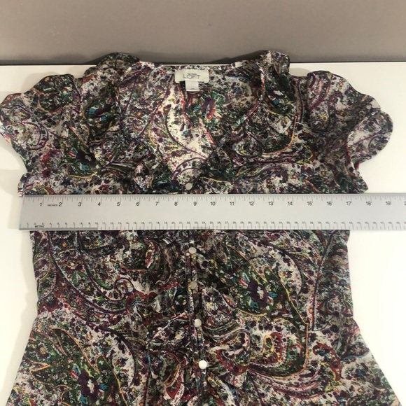 Loft Ruffled Front Button Up Blouse Extra Small - Picture 5 of 7
